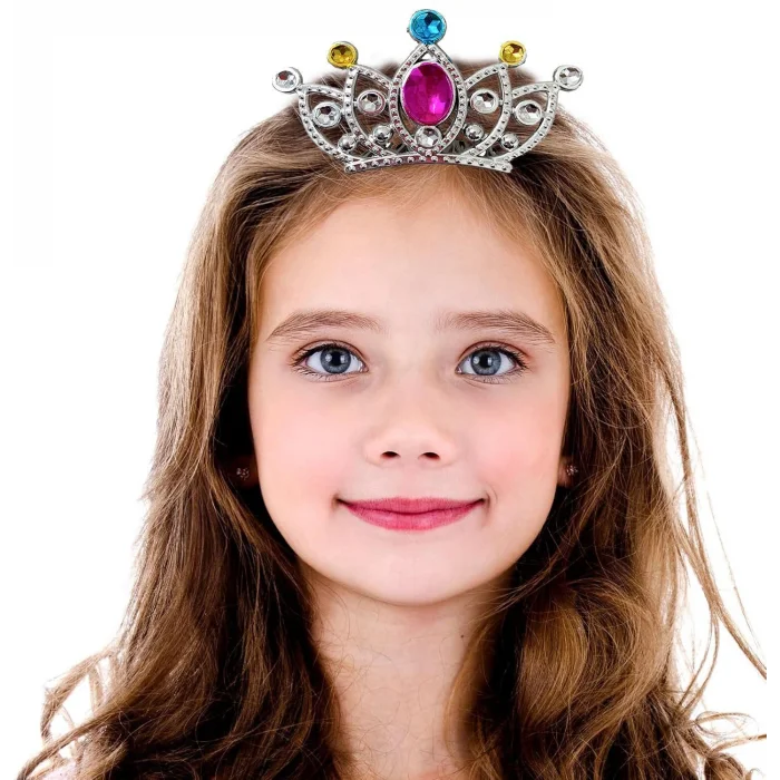 BUĞZ Gümüş Renk Taraklı Model Prenses Kraliçe Tacı 2 No 12x7 cm