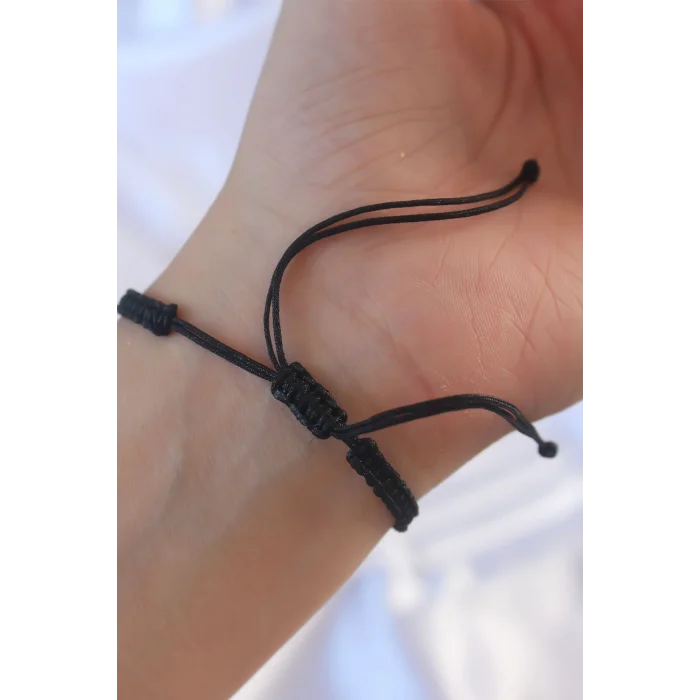 BUĞZ Gümüş Renk Zirkon Taşlı Taç Figür Makrome Bileklik - Lisinya