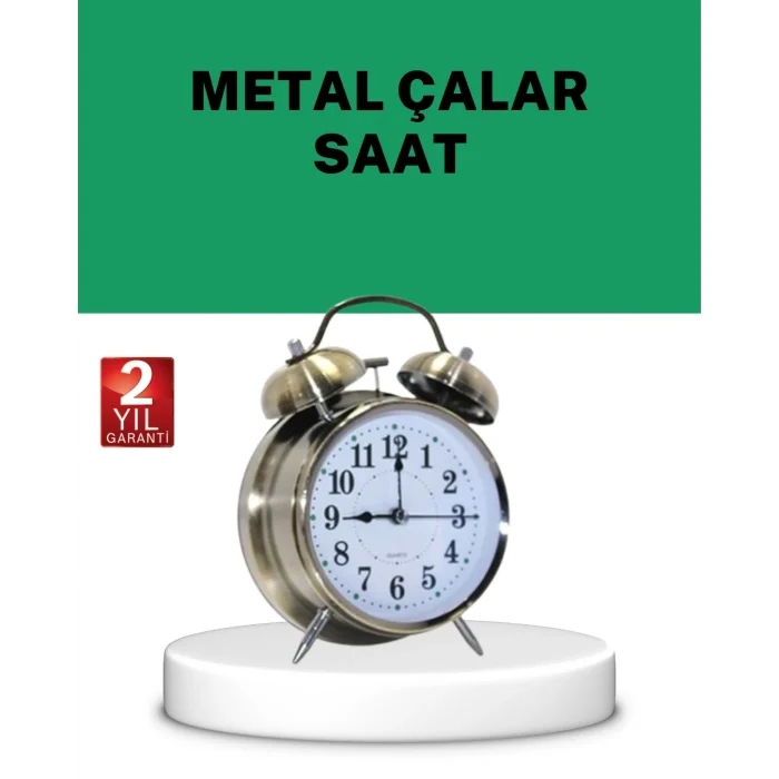 BUĞZ Gümüş Renkli Sessiz Işıklı Dekoratif Masa Üstü Çalar Saat Alarmlı