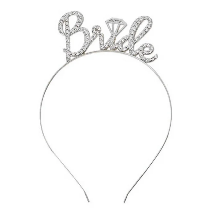 BUĞZ Gümüş Renkli Taşlı “bride” Gelin Tacı – El Yazısı Yazı Tipiyle