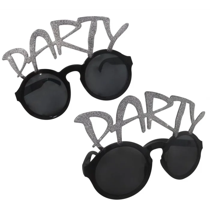  Gümüş Simli Party Yazılı Parti Gözlüğü Show 15x7 cm