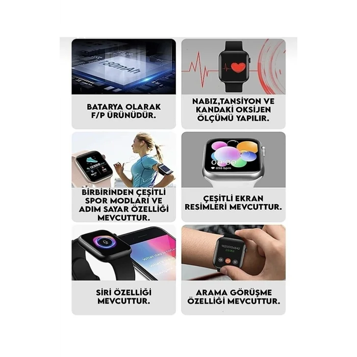 BUĞZ Gümüş ve Siyah Renkli Akıllı Saat: 1.9 İnç Ekran, GPS, NFC ve Suya Dayanıklı Özellikler