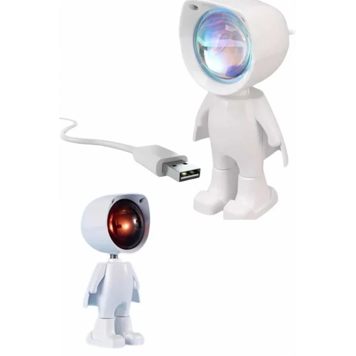  Gün Batımı Lambası Işık Arka Plan Projektör Sevimli Astronot Enerji Tasarruflu