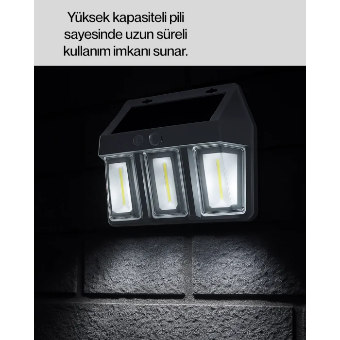  Güneş Enerjili 3 Modlu Duvar Apliği – Bahçe ve Garaj Aydınlatması