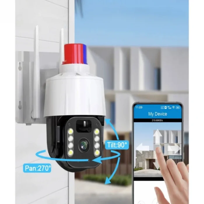 BUĞZ Güneş Enerjili Alarmlı Çakarlı Dış Mekan Güvenlik Kamerası