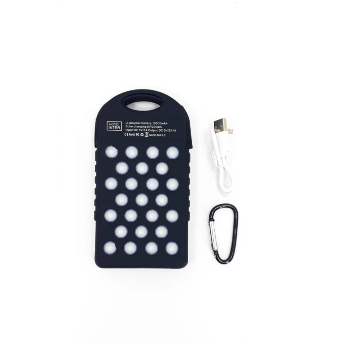 BUĞZ Güneş Enerjili Işıklı Solar Taşınabilir Usb Girişli Şarj Cihazı Powerbank 15000 Mah ( BUĞZ )