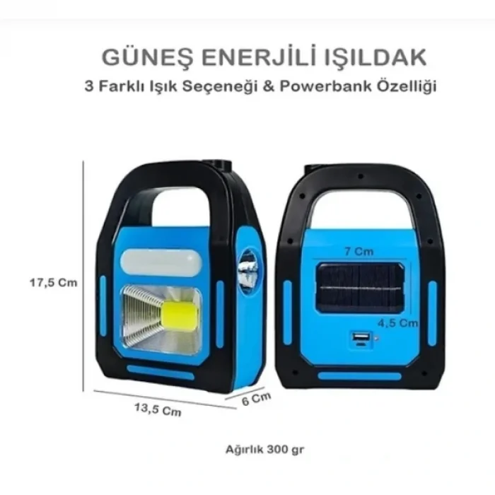 BUĞZ Güneş Enerjili Işıldak ve Powerbank Özellikli Kamp Lambası