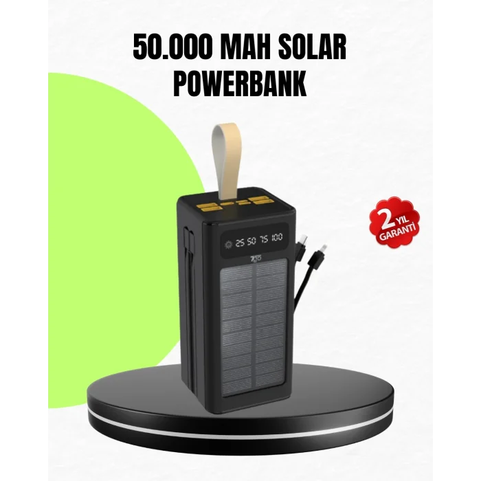 BUĞZ Güneş Enerjili Powerbank Dijital Göstergeli Taşınabilir Güç Kaynağı