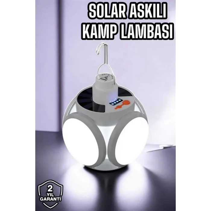 BUĞZ Güneş Enerjili Solar Aydınlatma Kamp Çadır Lambası Şarjlı Ampül Led Şarjlı El Feneri Işıldak