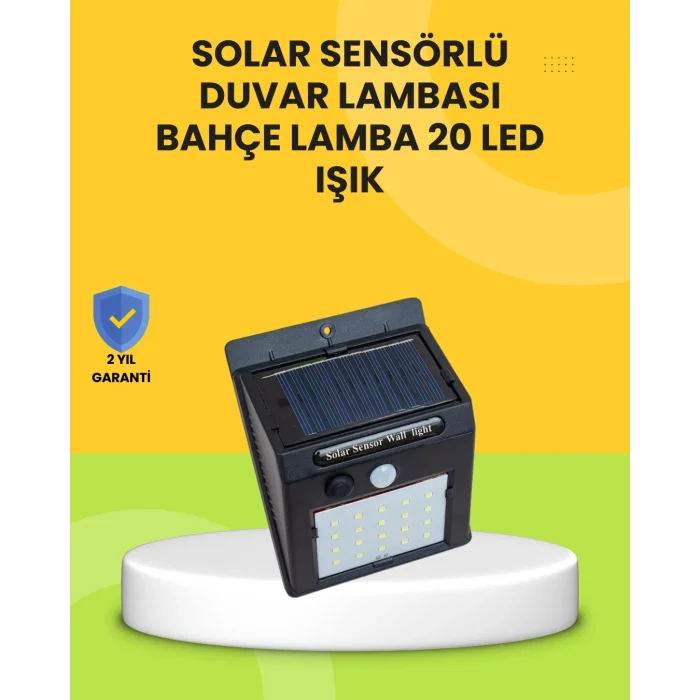 BUĞZ Güneş Paneli ile Şarj Olan 20 LED Dış Mekan Hareket Sensörlü Lamba