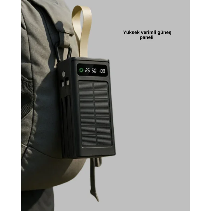 BUĞZ Güneş Panelli Powerbank LED Işıklı Taşınabilir Şarj Cihazı
