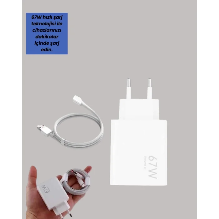  Güvenli ve Hızlı Şarj İçin 67W Turbo Adaptör Type-C Kablo ile