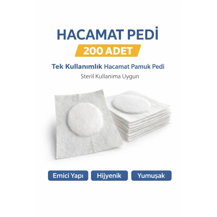 BUĞZ Hacamat Pedi 200 Adet – Tek Kullanımlık Hacamat Pamuk Pedi Steril Kullanıma Uygun