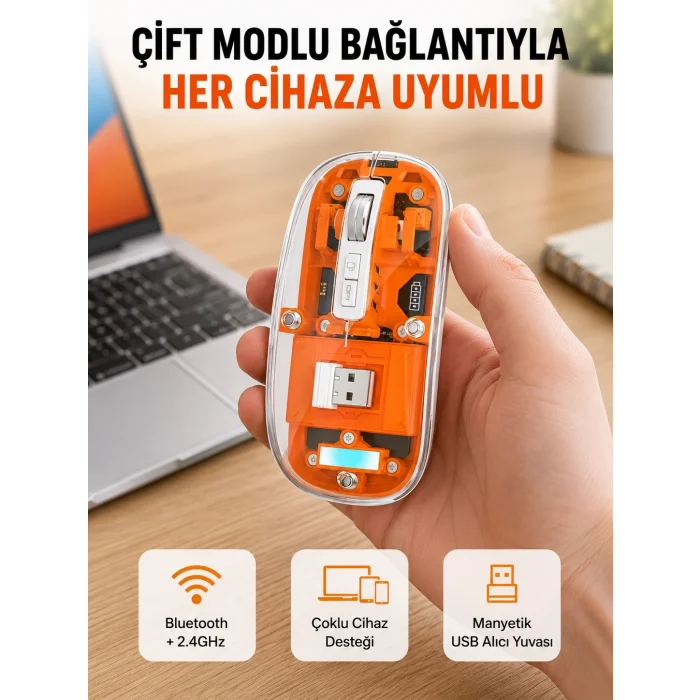 BUĞZ Hafif ve Taşınabilir Fare – 43 Gram, Otomatik Uyku Modlu Yeni Nesil
