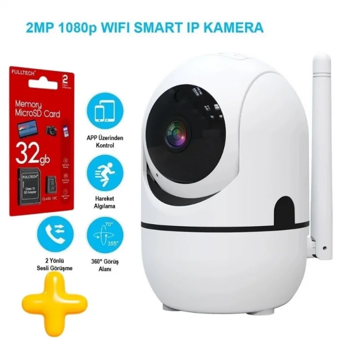  Hafıza Kartlı Wifi Akıllı Kamera Hareket Algılamalı Gece Görüşlü Bebek Kamera