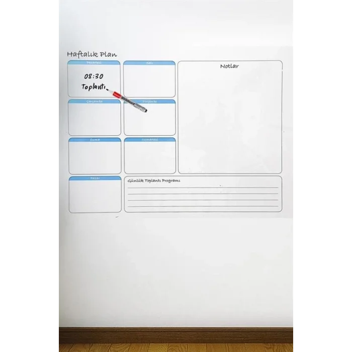 BUĞZ Haftalık Planlayıcı Manyetik Duvar Stickerı Takvim 70 Cm X 56 Cm Bx40