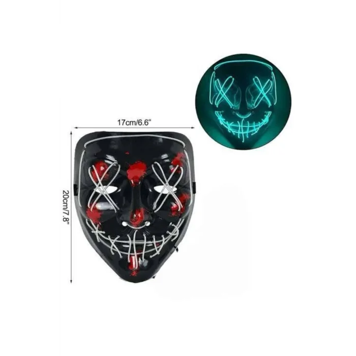 BUĞZ Hallowen Parti Maskesi Neon Led Işıklı Maske 3 Modlu Cadılar Bayramı Maskesi