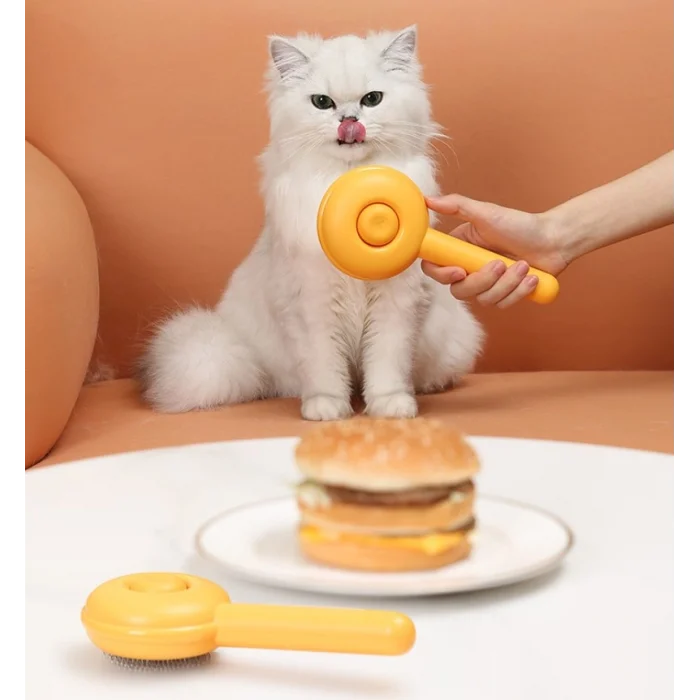 BUĞZ Hamburger Şekilli Otomatik Temizlenen Evcil Hayvan Tarağı