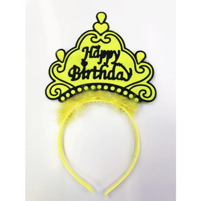  Happy Birthday Yazılı Neon Renk Taç 12 Adet