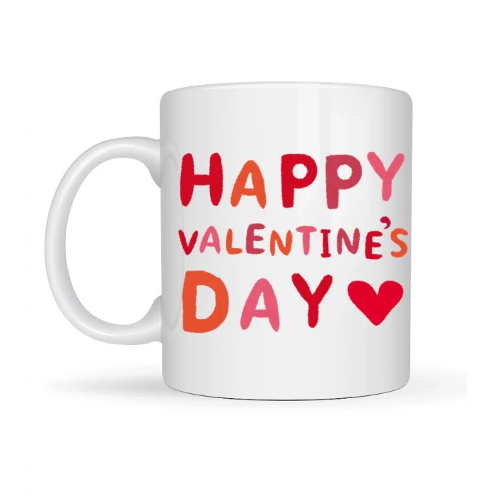 BUĞZ Happy Valentine’s Day Kupa – Model 4 Sevgililer Günü Hediyesi - Aşk Temalı Porselen Kupa - Sevgiliye Özel Tasarım