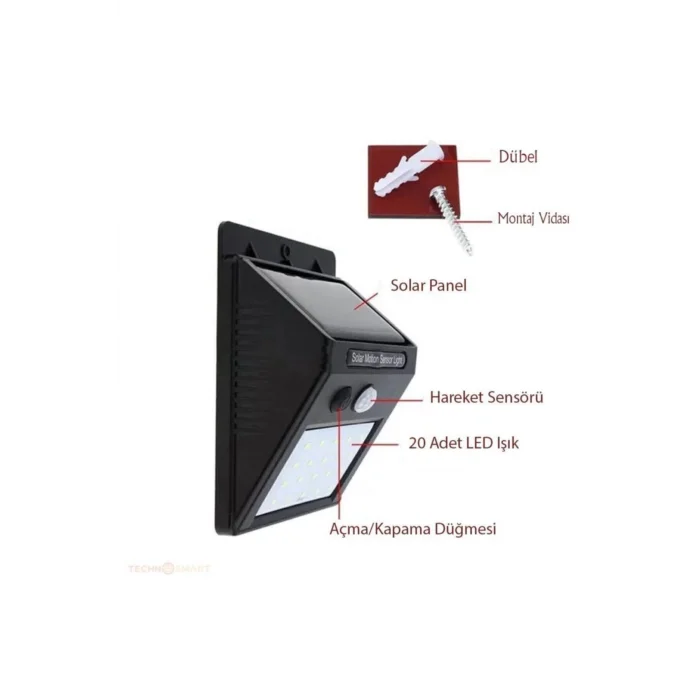  Hareket Sensörlü Solar Dış Mekan Lambası
