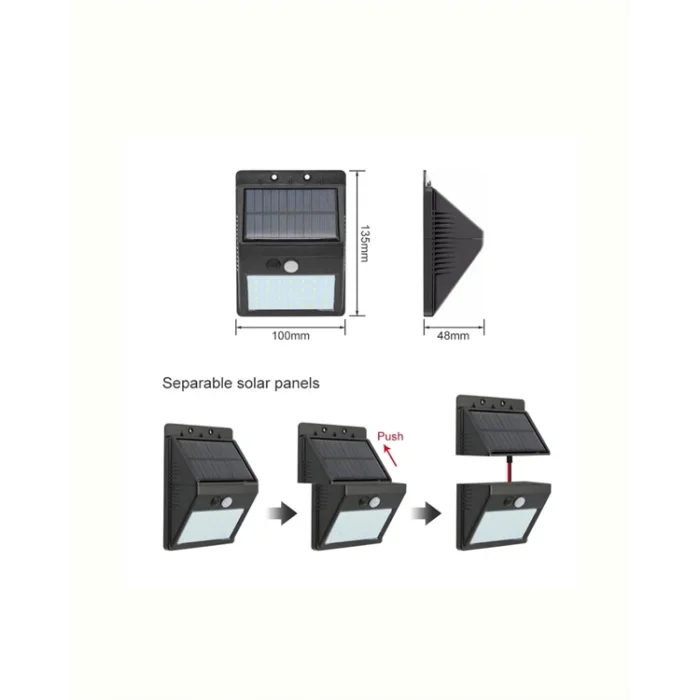 BUĞZ Hareket Sensörlü Solar Lamba | 120° Algılama Açısı, 3-4 Metre Mesafe, Suya Dayanıklı LED - Lisinya