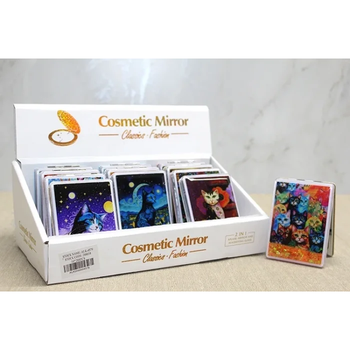 BUĞZ Hareketli Sulu Detaylı Kedi Figürlü El Aynası