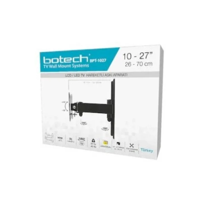 BUĞZ Hareketli TV Askı Aparatı - 10-27 İnç - 26-70 cm - LCD LED TV Uyumlu  - 180 Derece Dönebilir