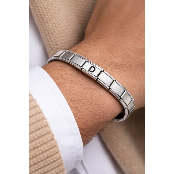 BUĞZ Harfli Çelik Bileklik D Harfi – Kişiye Özel Paslanmaz Çelik Kadın Bileklik – Esnek İtalyan Model