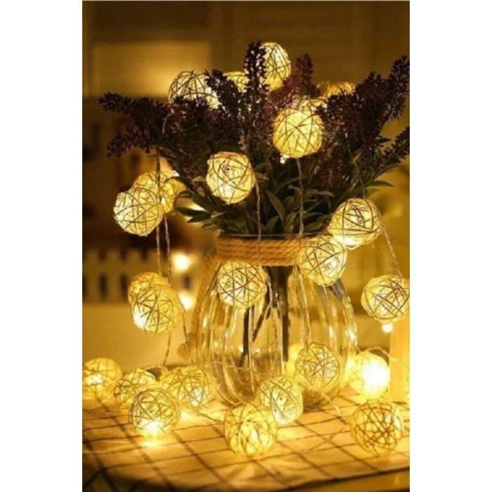 BUĞZ Hasır Toplar Led Işık 2 metre GÜN IŞIĞI Dekor Lambası