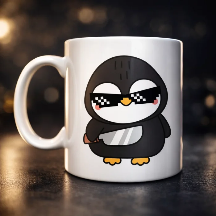 BUĞZ Havalı Penguen Tasarımlı Porselen Kupa MODEL 88 – Eğlenceli, Cool & Enerjik Kahve Kupası