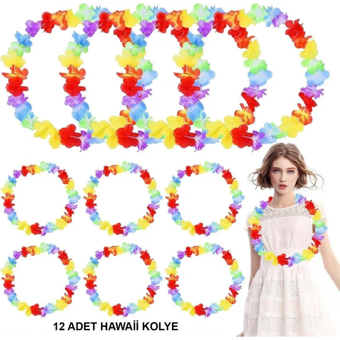 BUĞZ Hawaii Çiçekli Boyun Kolyesi 12 Adet