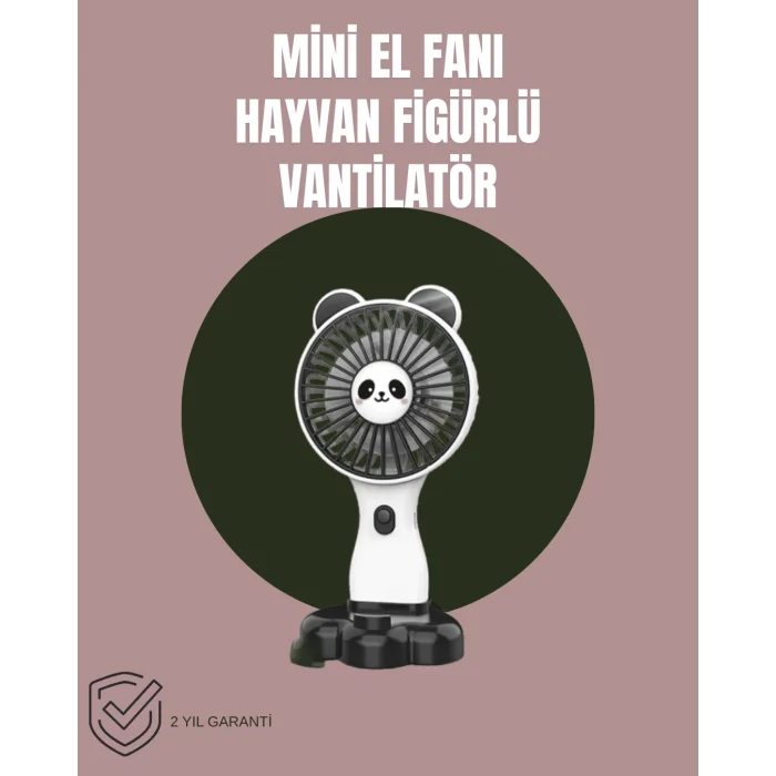  Hayvan Figürlü Mini El Fanı – USB Şarjlı Sessiz Vantilatör