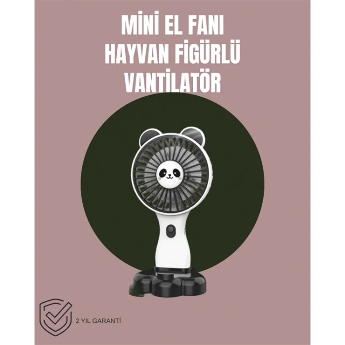  Hayvan Figürlü Mini El Fanı – USB Şarjlı Sessiz Vantilatör