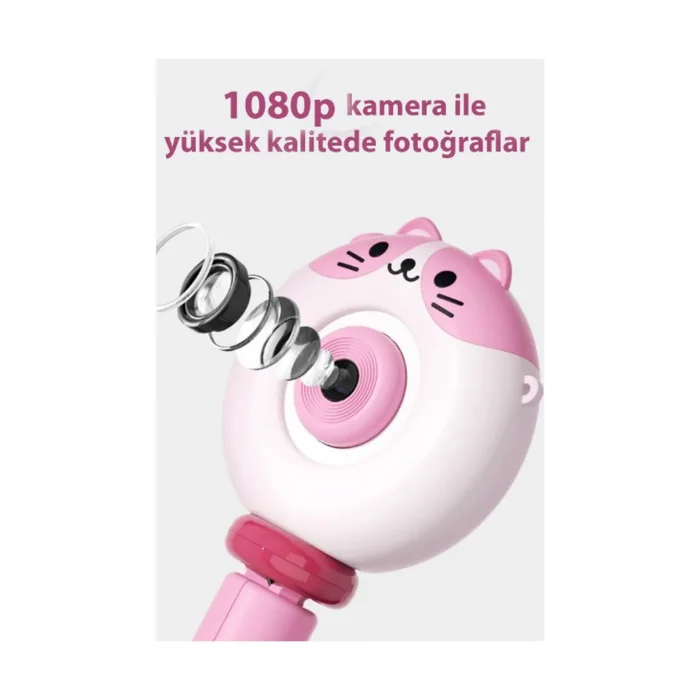 BUĞZ Hd Kamera Karikatür Tripodlu Çocuk Dijital Kamera Fotoğraf Makinası 1080p Video Kaydedici 2.0 İnç