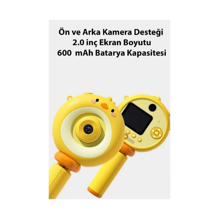 BUĞZ Hd Kamera Karikatür Tripodlu Çocuk Dijital Kamera Fotoğraf Makinası 1080p Video Kaydedici 2.0 İnç - Lisinya