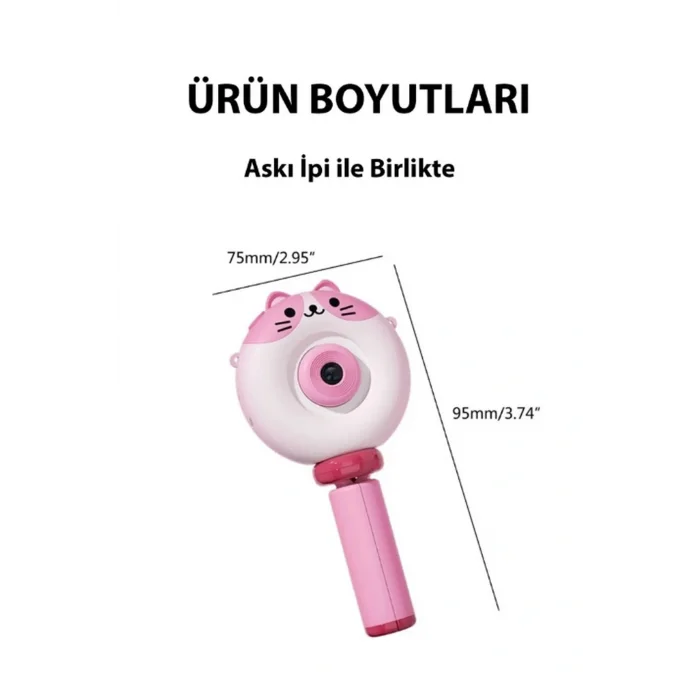 BUĞZ Hd Kamera Karikatür Tripodlu Çocuk Dijital Kamera Fotoğraf Makinası 1080p Video Kaydedici 2.0 İnç - Lisinya