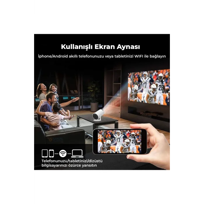 BUĞZ HD LCD projeksiyon cihazı 1024x768 çözünürlük 10000:1 kontrast HDR USB HDMI beyaz