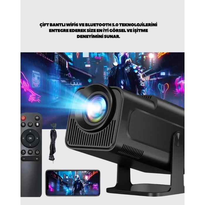 BUĞZ HDMI, USB ve Kulaklık Girişli Çoklu Bağlantı Seçenekli Projektör - Lisinya