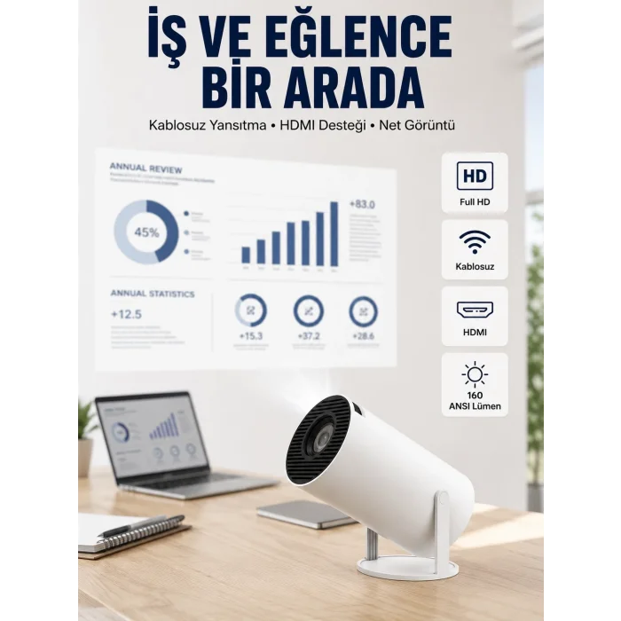 BUĞZ HDMI ve USB Girişli Uzun Ömürlü Ampullü Projeksiyon