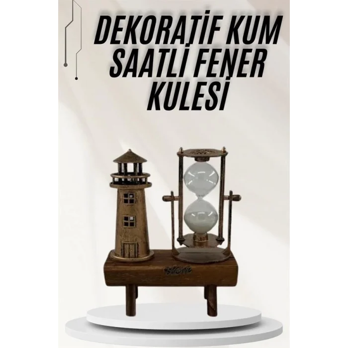  Hediyelik Eşya Retro Ahşap Deniz Feneri Kum Saati Biblo