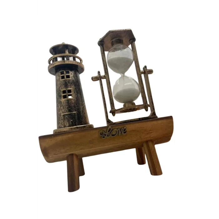  Hediyelik Eşya Retro Ahşap Deniz Feneri Kum Saati Biblo