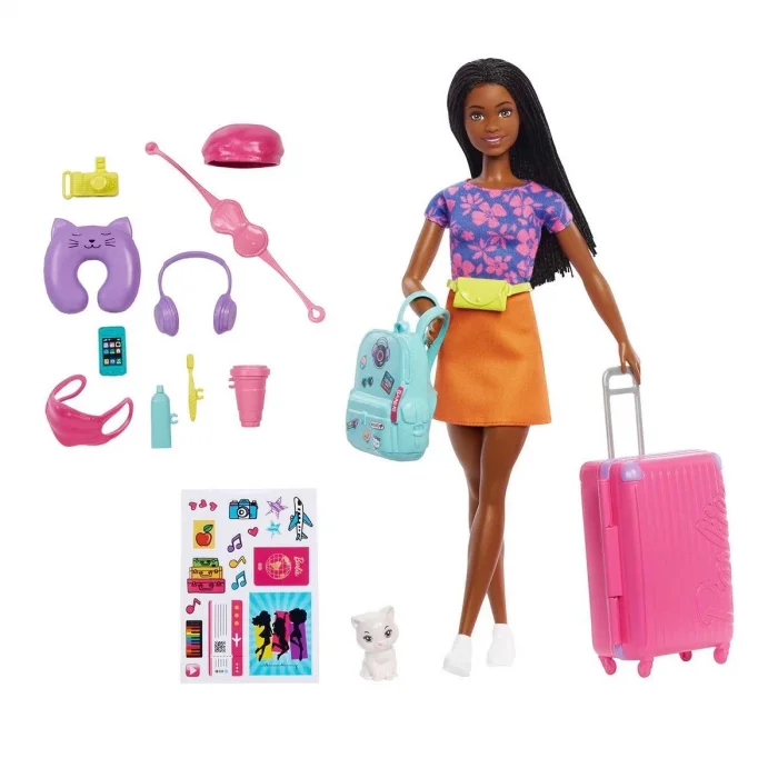  HGX55 Barbie Brooklyn Seyahatte Bebeği ve Aksesuarları