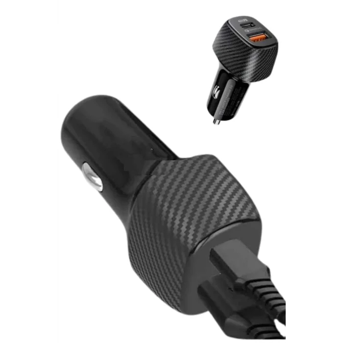 BUĞZ Hızlı Oto Şarj Cihazı 38W Çift Girişli HIzlı Şarj Oto Çakmaklık Type-C - Lisinya