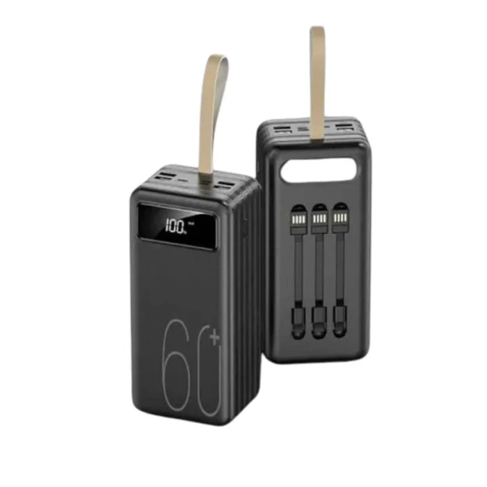  Hızlı Şarj 4 Çıkışlı Powerbank 60.000 Mah Taşınabilir Dijital Göstergeli