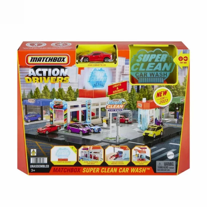  HNJ54 Matchbox Aksiyon Sürücüleri Süper Oto Yıkama Oyun Seti