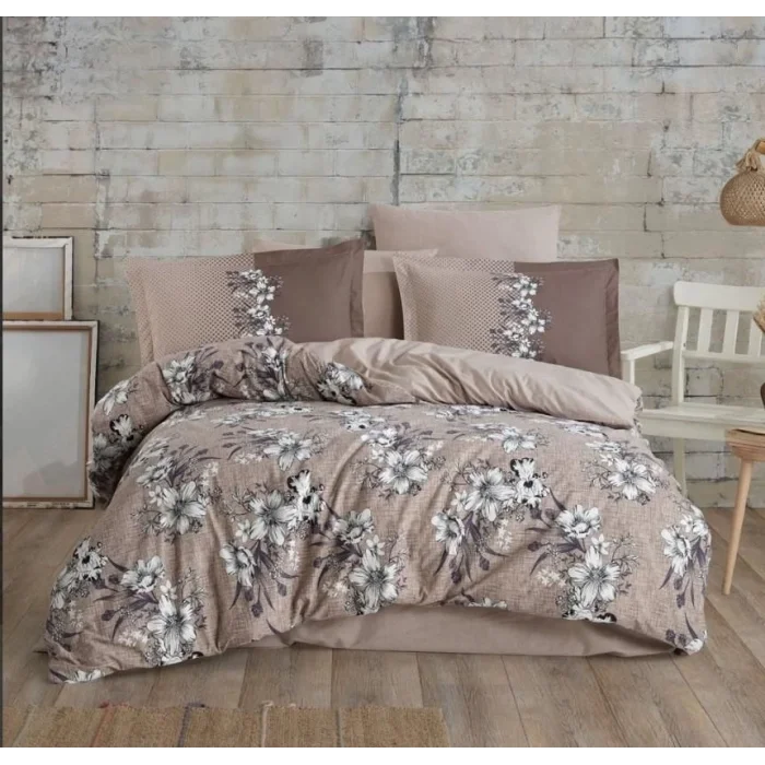  Hobby Çift Kişilik Ranforce Nevresim Takımı Elvira Kahve