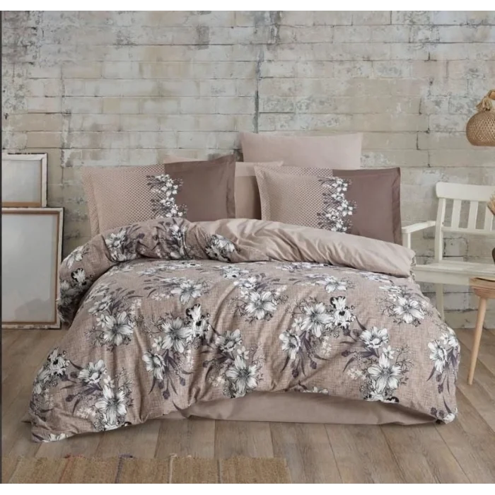  Hobby Çift Kişilik Ranforce Nevresim Takımı Elvira Kahve