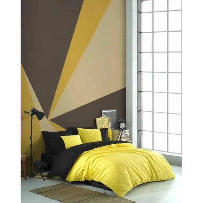 BUĞZ Hobby Kingsize Poplin Nevresim Diamond Sarı Siyah