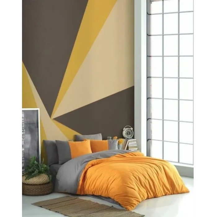 BUĞZ Hobby Kingsize Poplin Nevresim Diamond Turuncu Antrasit